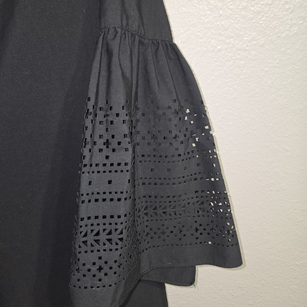 Lauren Ralph Lauren Black Poplin Shift Dress With Puff Sleeves - Picture 8 of 13